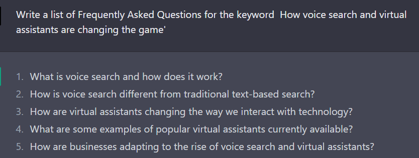 100 Best ChatGPT Prompts For SEO 5 Chat GPT Prompts To Create FAQs