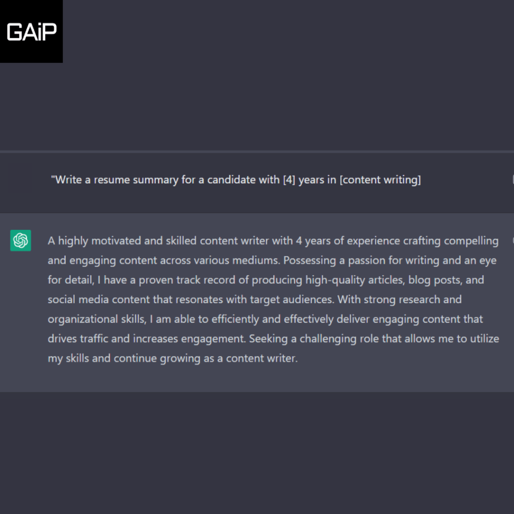 chat gpt prompts for resume