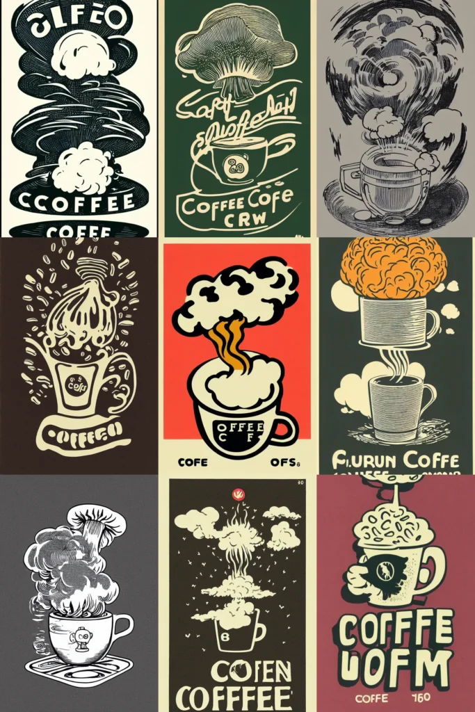 coffee logo made by stable diffusion prompt