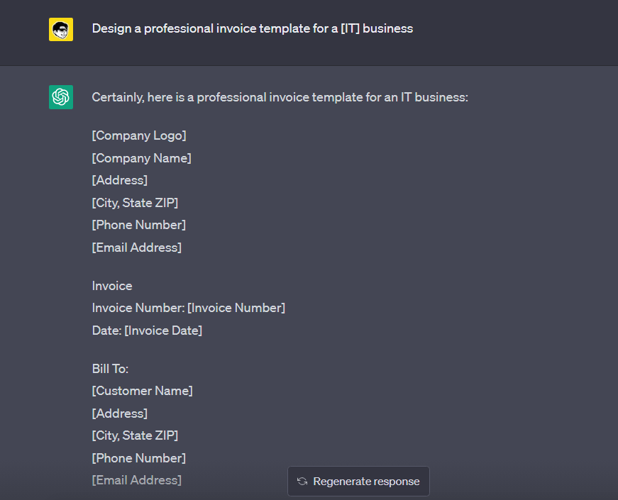 80 Best ChatGPT Prompts for Business 4 ChatGPT Prompts for Creating Invoicing Templates