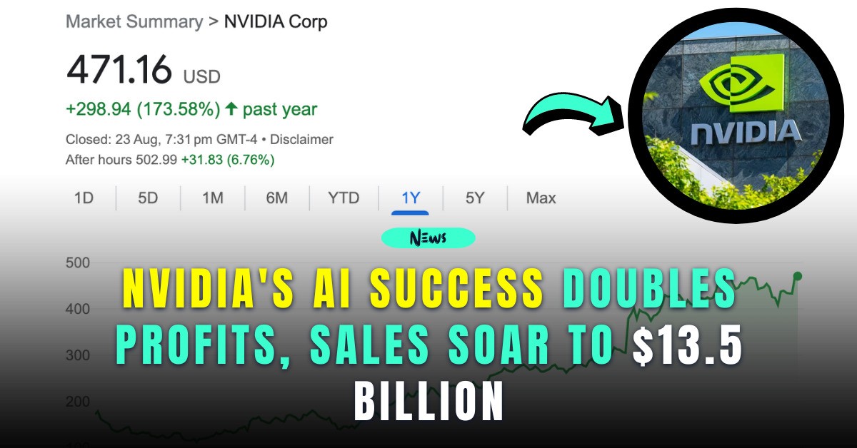 Nvidia’s AI Success Doubles Profits, Sales Soar to $13.5 Billion