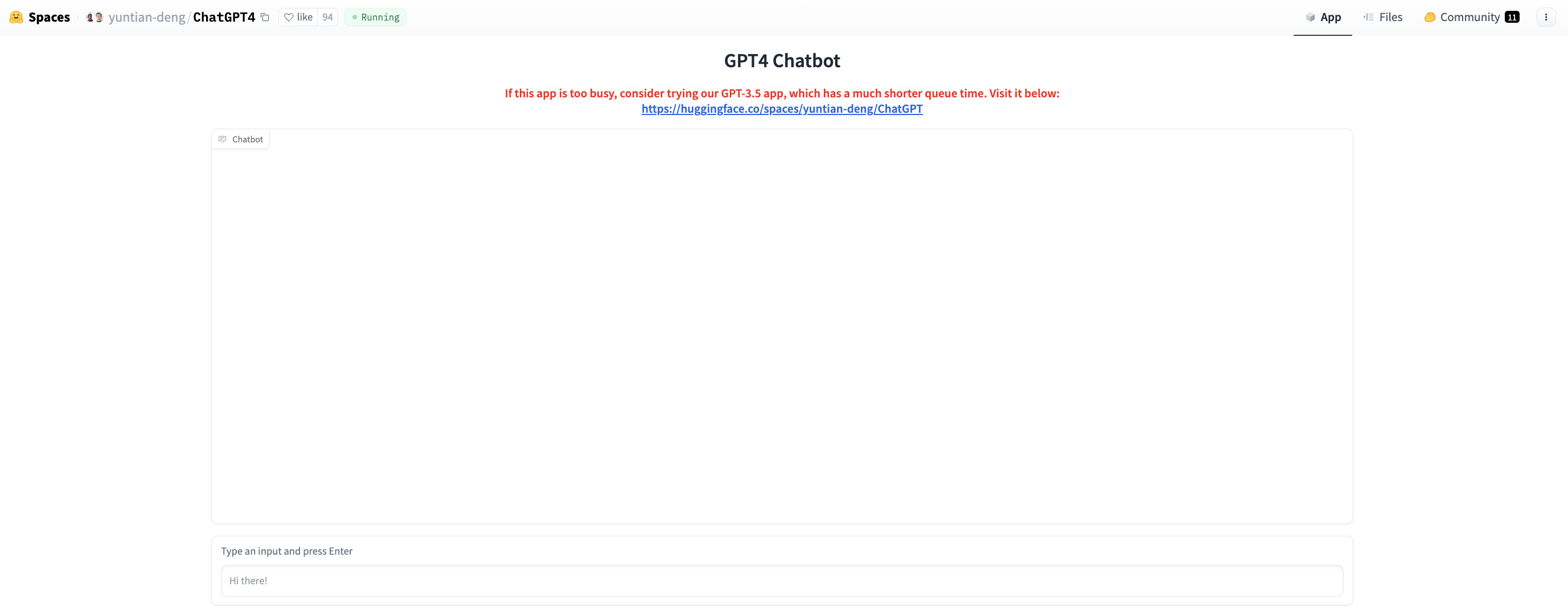 6 Hacks to Use ChatGPT 4 for Free (Guide) 4 Yuntian Deng's GPT4 space on hugging face