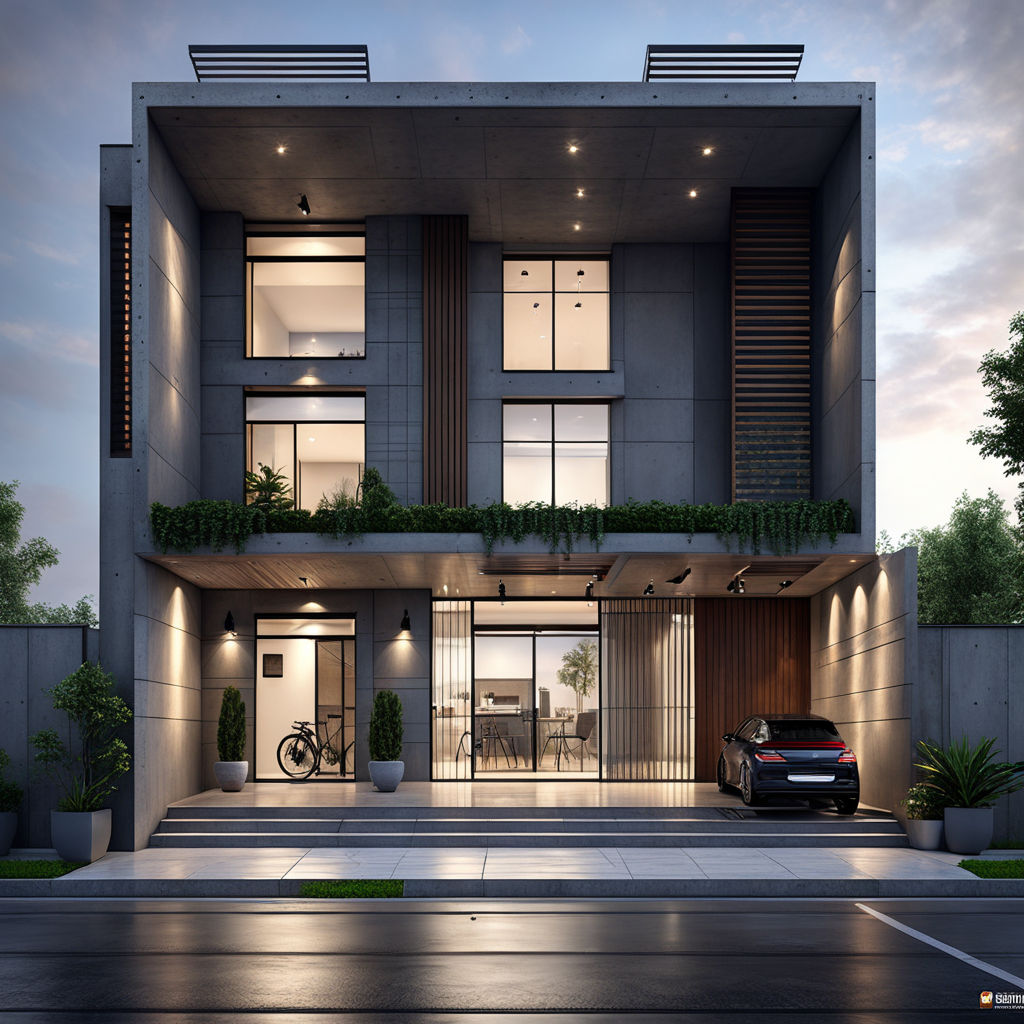 45+ Best Midjourney Prompts to Try Out 21 photorealistic hd high res ultra high quality front view morning modern house grey concrete tiles