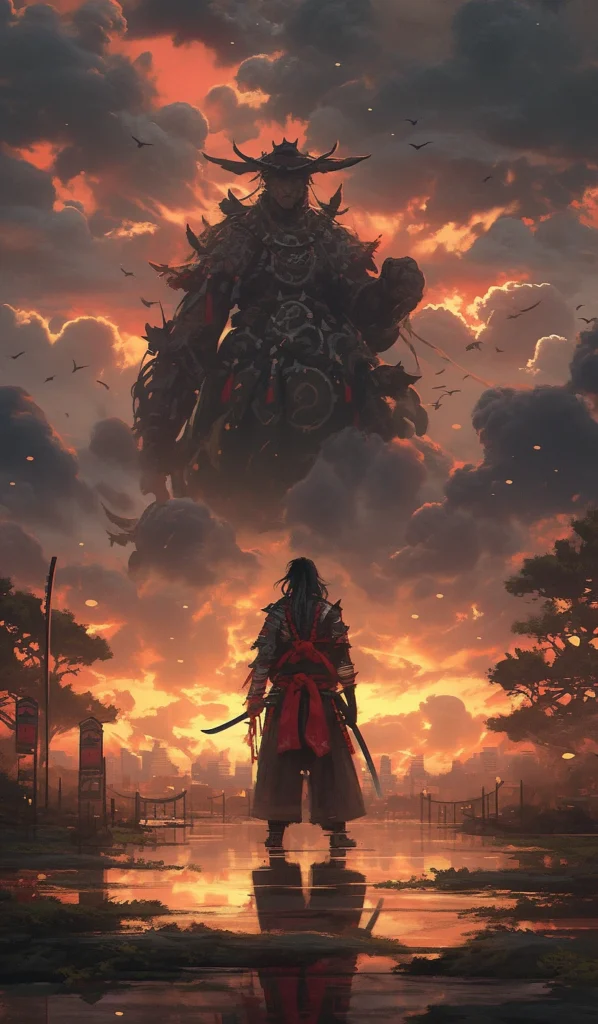 45+ Best Midjourney Prompts to Try Out 3 Samurai stands at sunset in japan midjourney prompt