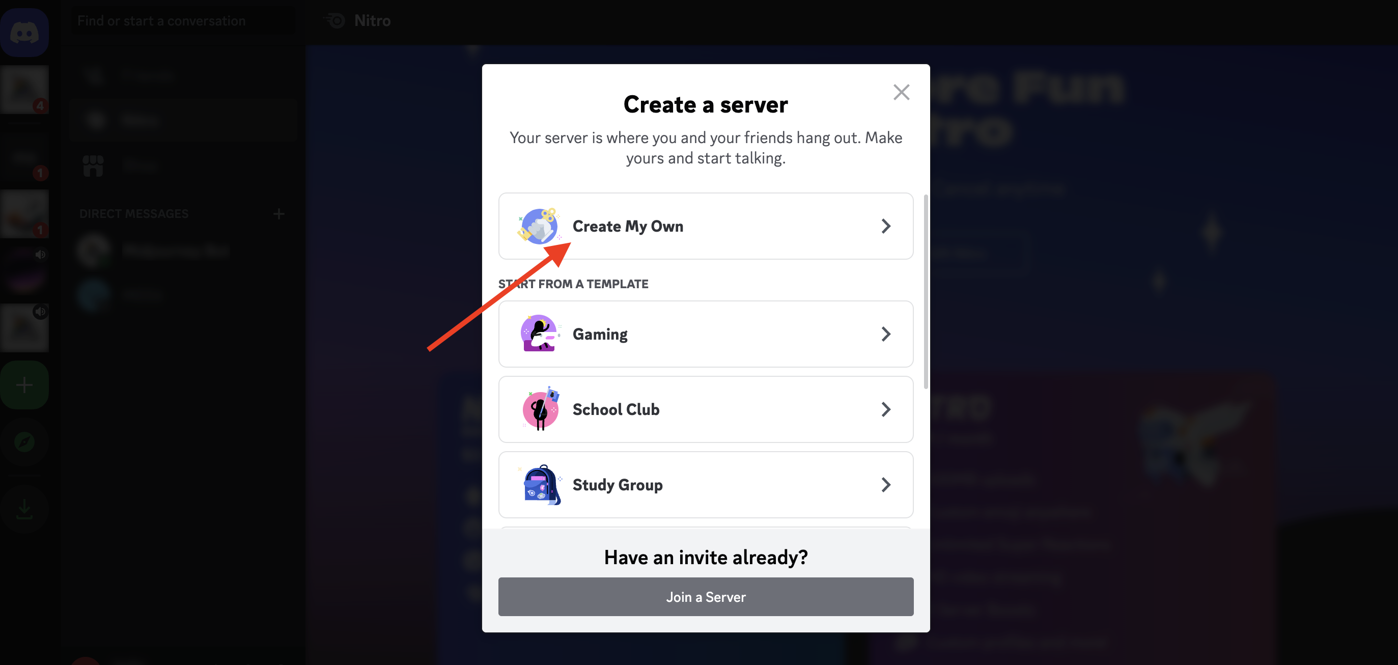 How to Use Midjourney Privately (Tutorial) 3 Click create my own option