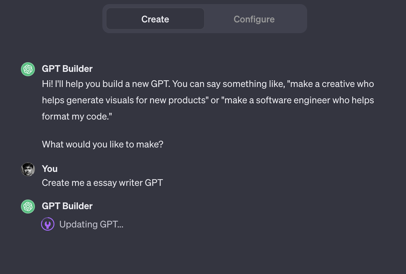 How to Create Custom GPTs With ChatGPT's GPT Builder 6 Creating essay writer custom GPT in ChatGPT