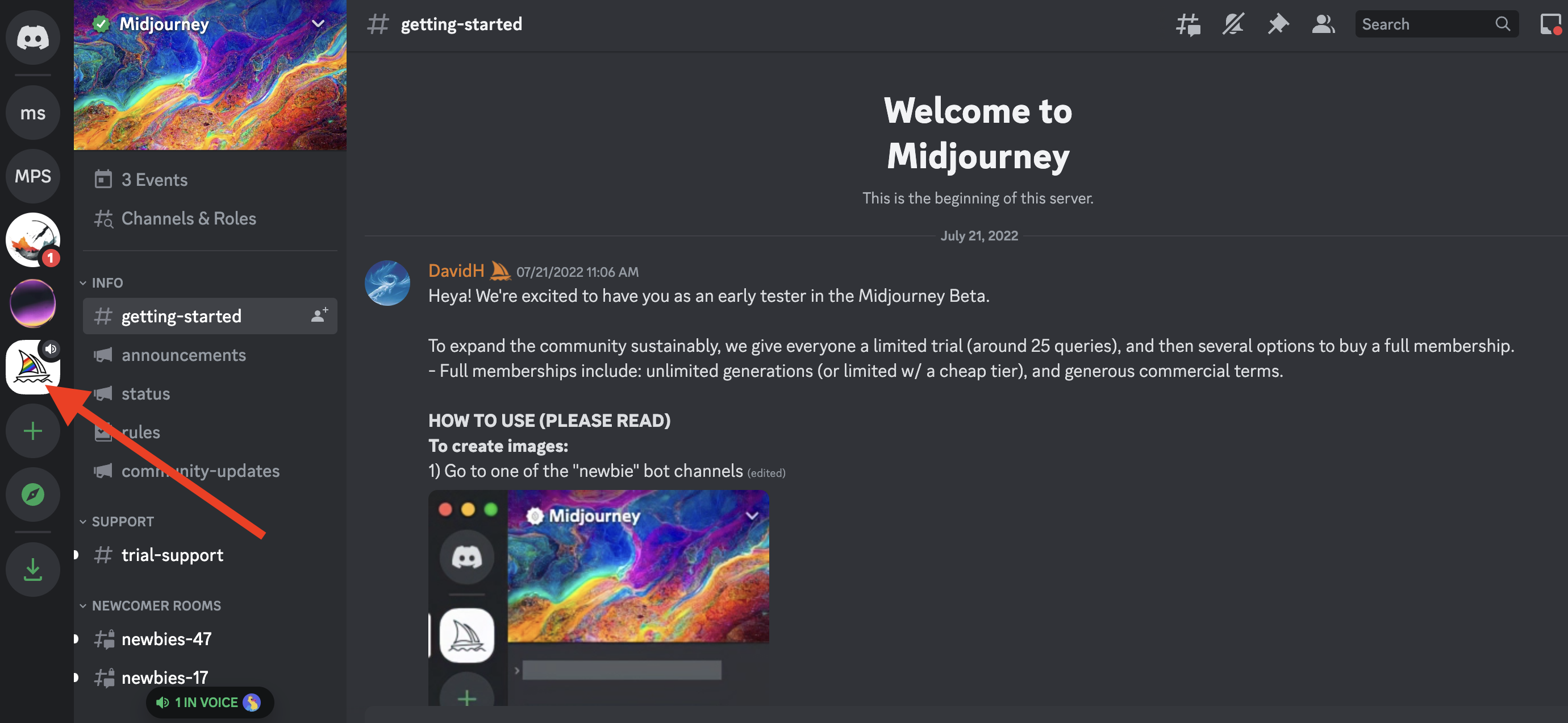 How to Get Midjourney to Write Text (Step-by-Step) 2 opening midjourney in discord