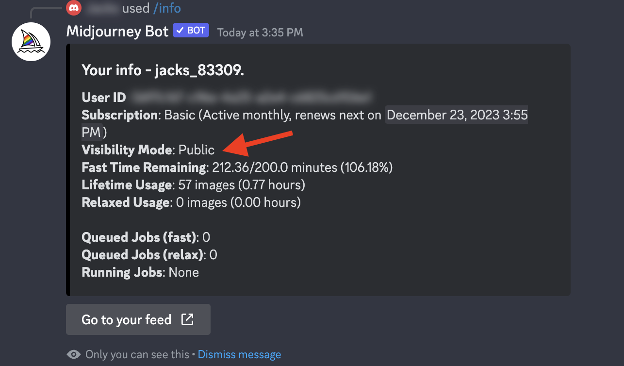 How to Use Midjourney Privately (Tutorial) 10 visibility set to public