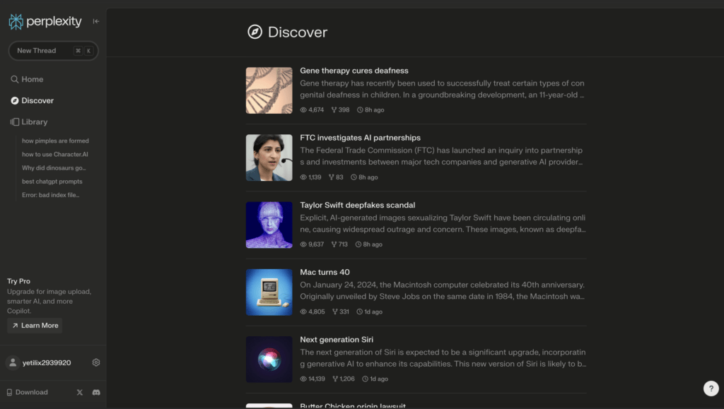 6 Best ChatGPT Alternatives in 2024 18 Perplexity Discover tab