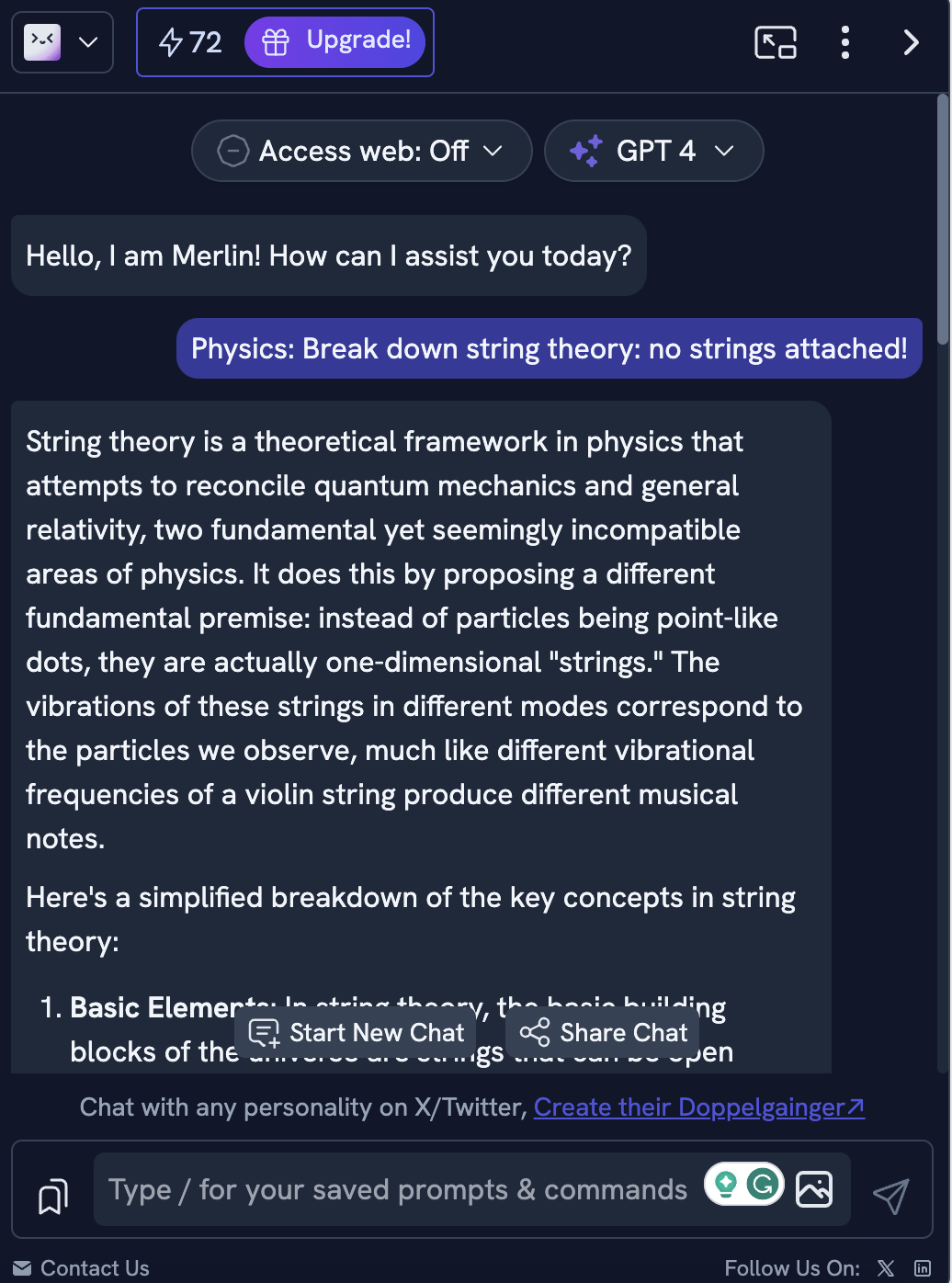 6 Hacks to Use ChatGPT 4 for Free (Guide) 19 Merlin AI chat interface